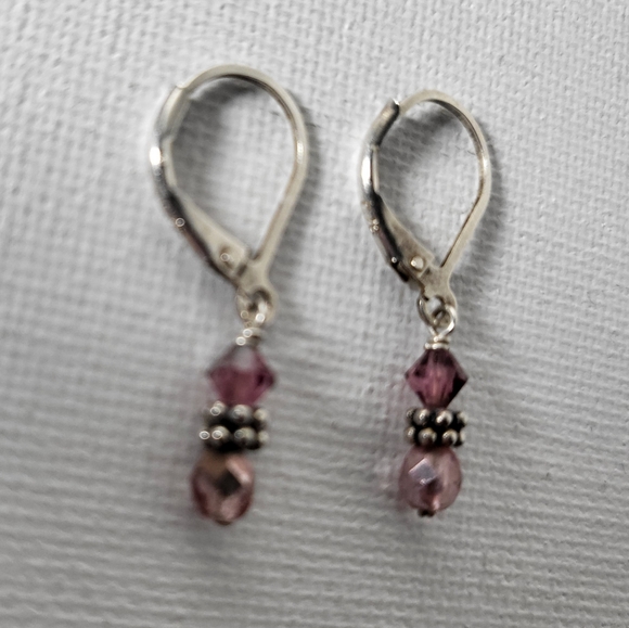 💮 Crystal Drop .925 Sterling Silver Earrings - Picture 3 of 9